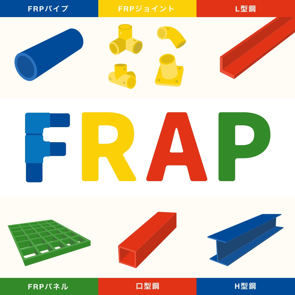 【FRAP（フラップ）】| FRPパイプ・ジョイント・パネル・L型鋼・口型鋼・H型鋼